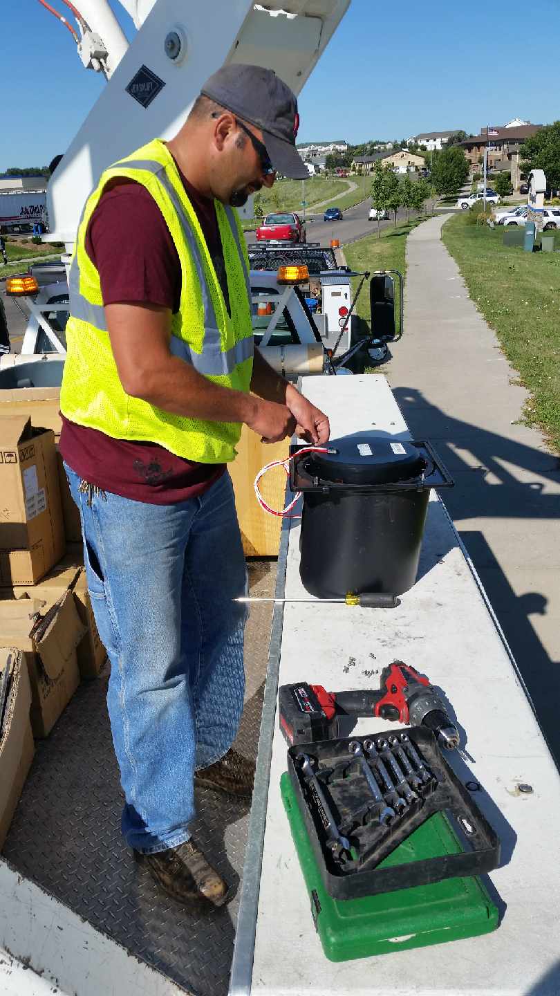 Prep work for replacing traffic signal LED module