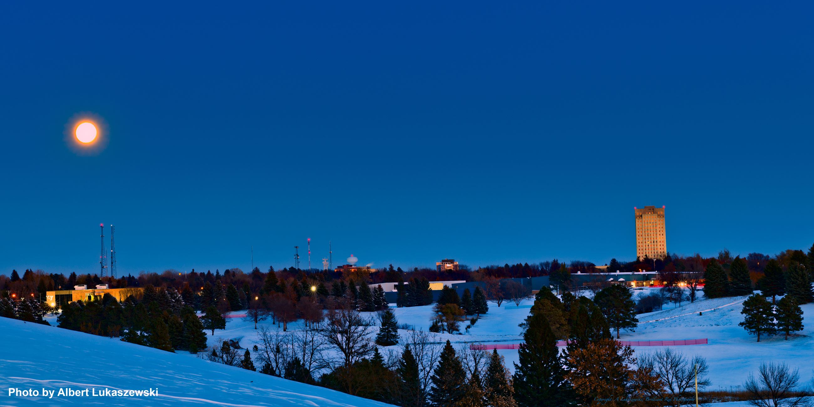 Winter Nightime Cityscape by Albert Lukaszewski