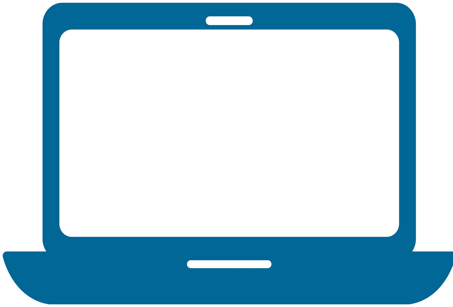 Blue icon of an open laptop computer