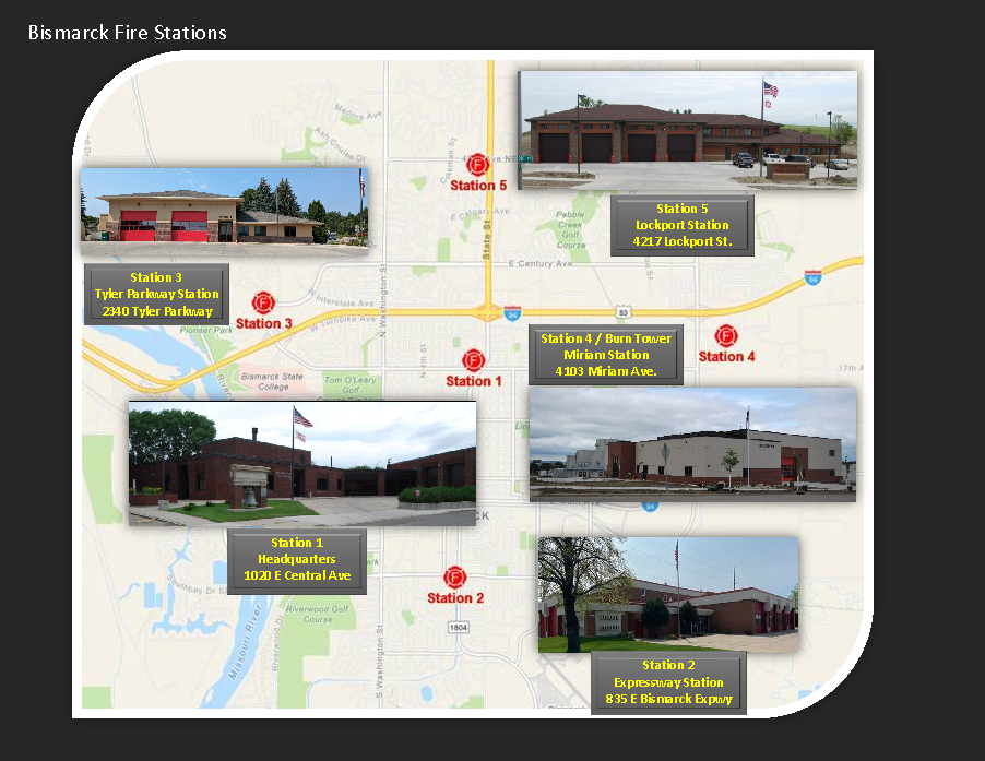 Diagram of Fire Station Locations within Bismarck