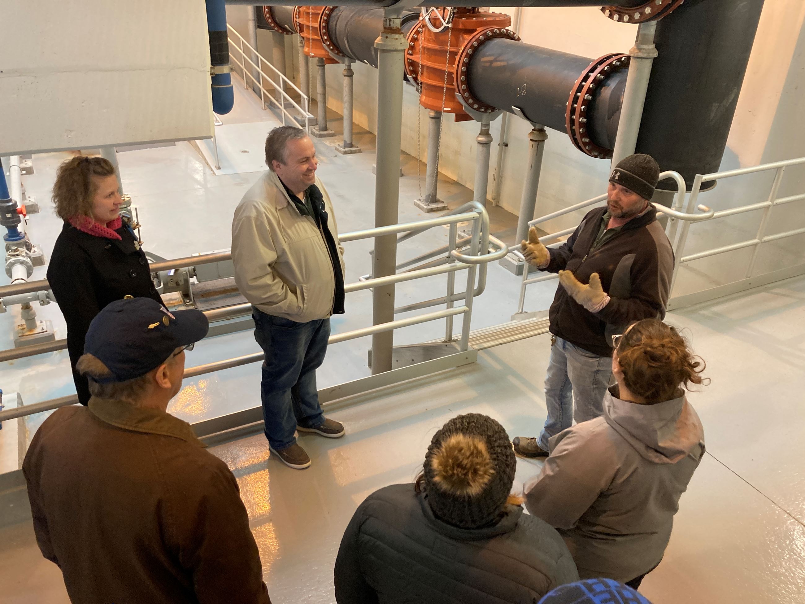 Travis Caroufel leads a tour through Bismarck's waste water treatment plant. 