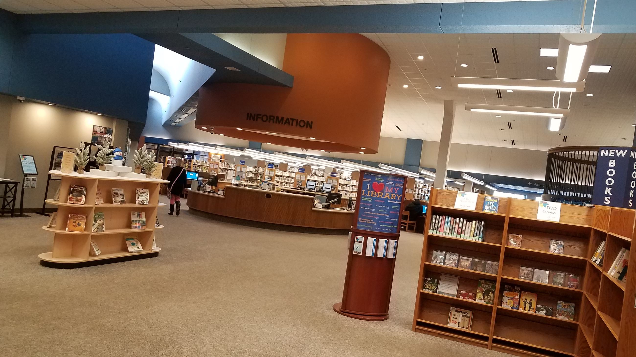 Main floor atrium of Bismarck Veterans Memorial Public Library