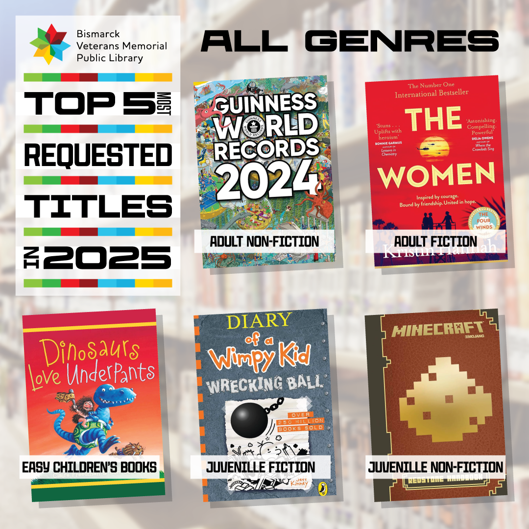 Top 5 titles borrowed in all genres in 2025