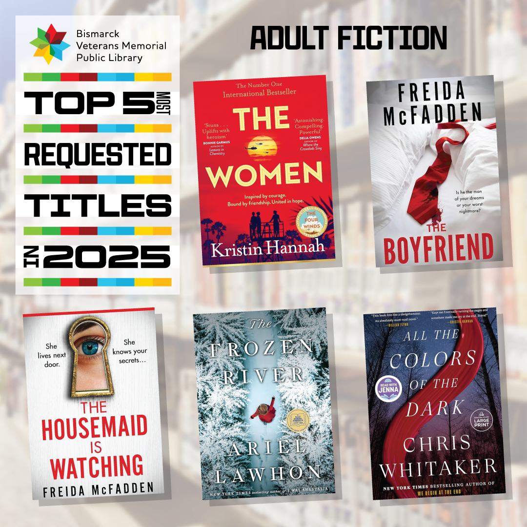 Top 5 adult fiction titles borrowed in 2025