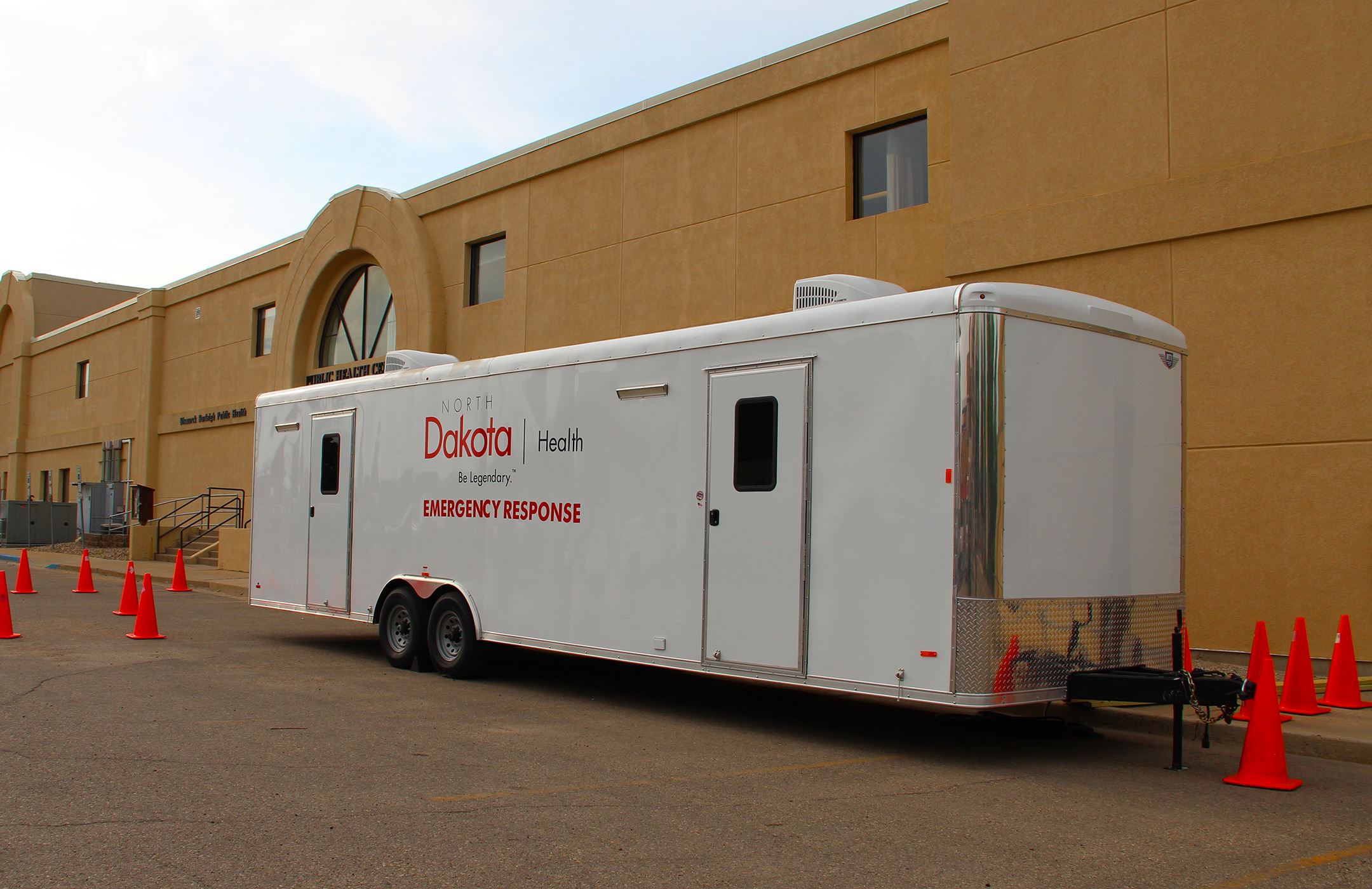 Department of Health trailer outside Bismarck-Burleigh Public Health
