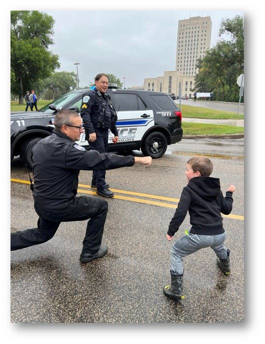 Traffic Section having fun with child