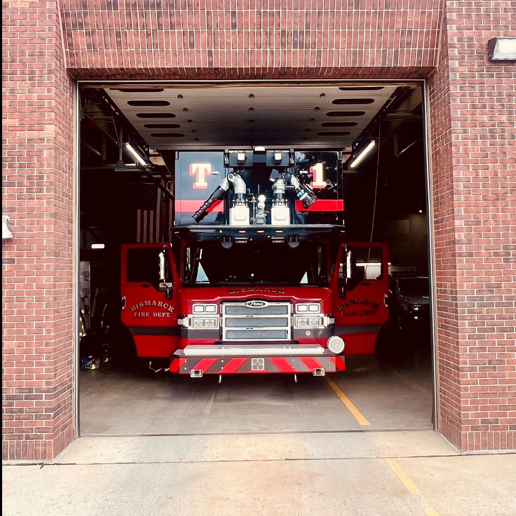 Fire Truck Parked in Bay
