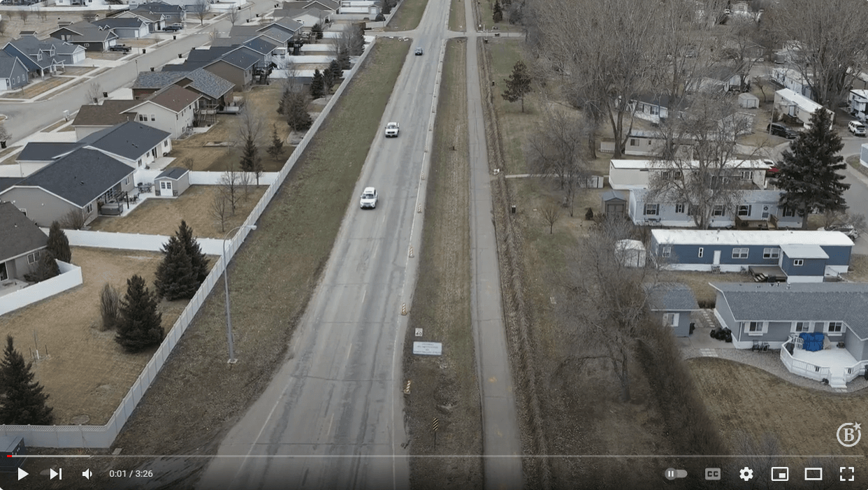 Preconstruction drone video showing South Washington Street and Burleigh Avenue. 